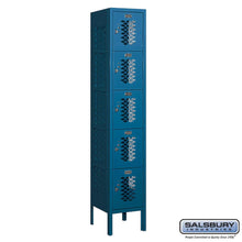 Load image into Gallery viewer, Metal Lockers: Vented Steel Locker - Box Style - 5 Tier, 1 Wide - Blue - Salsbury Industries