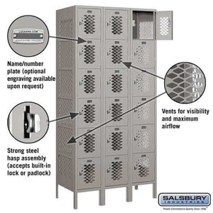 Salsbury Industries Vented Steel Locker — Box Style — 6 Tier, 3 Wide YourLockerStore